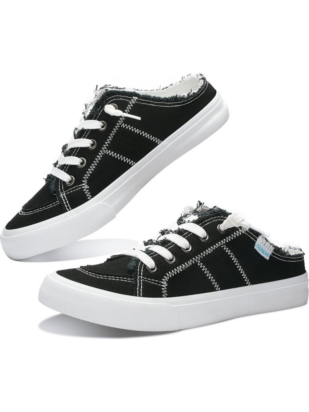 🆕Women's Black 1 Canvas Mules Memory Foam Clipper Sneakers Comfortable Casual